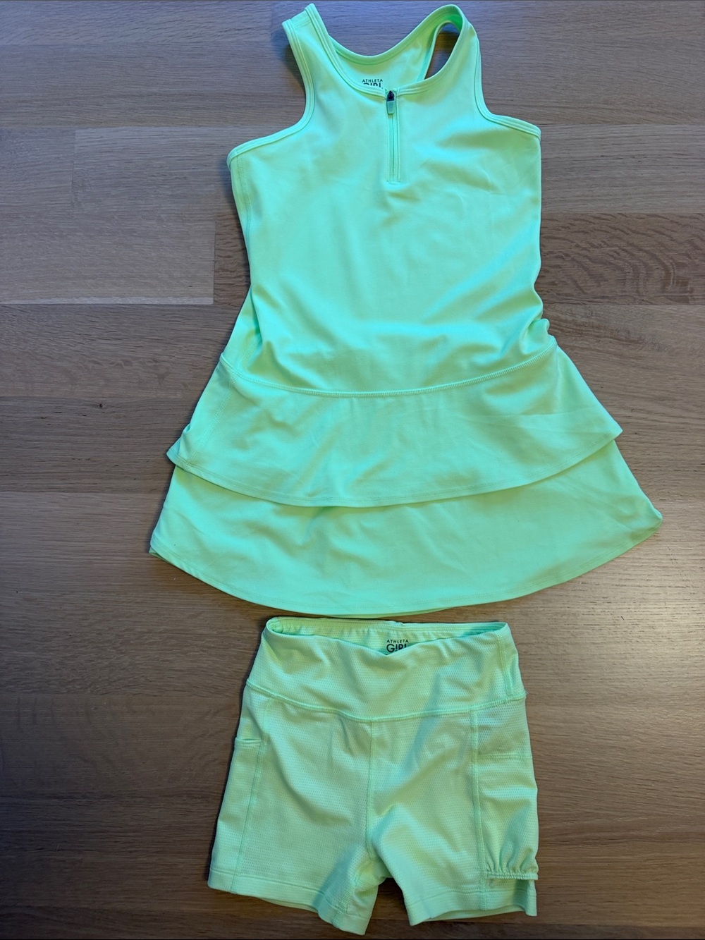 Athleta Girls Neon Lime Tiered Tennis Dress & Short Set